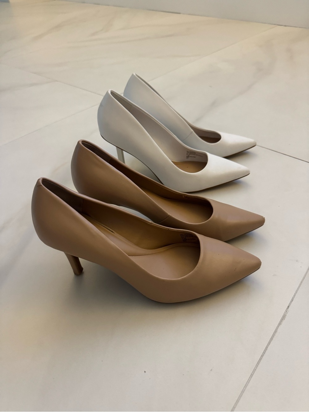 INC International Concepts Pointed-Toe Pumps in White and Nude